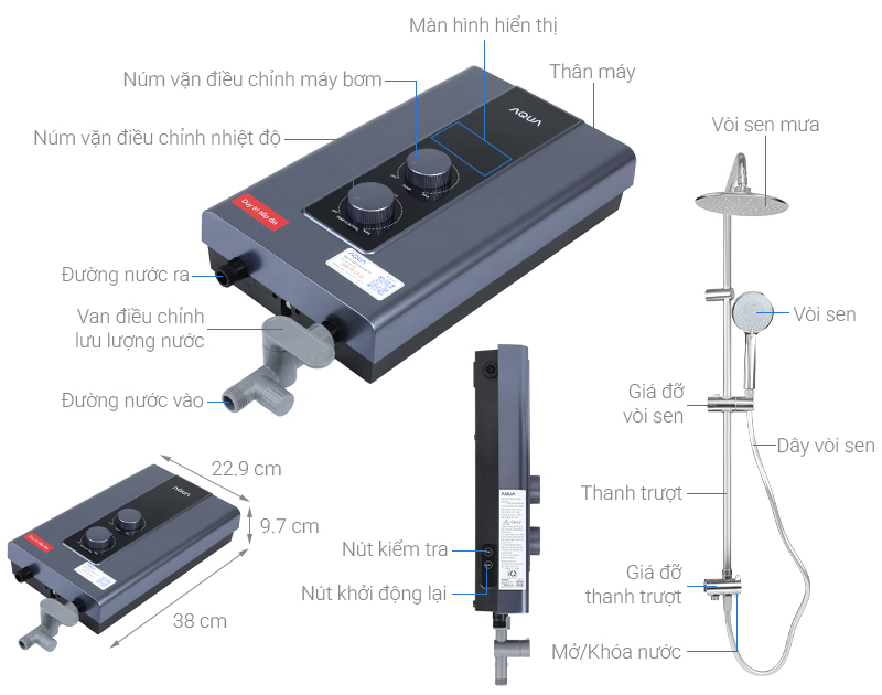 Máy nước nóng trực tiếp Aqua 4500W AEI45E-FP3CB(VN)