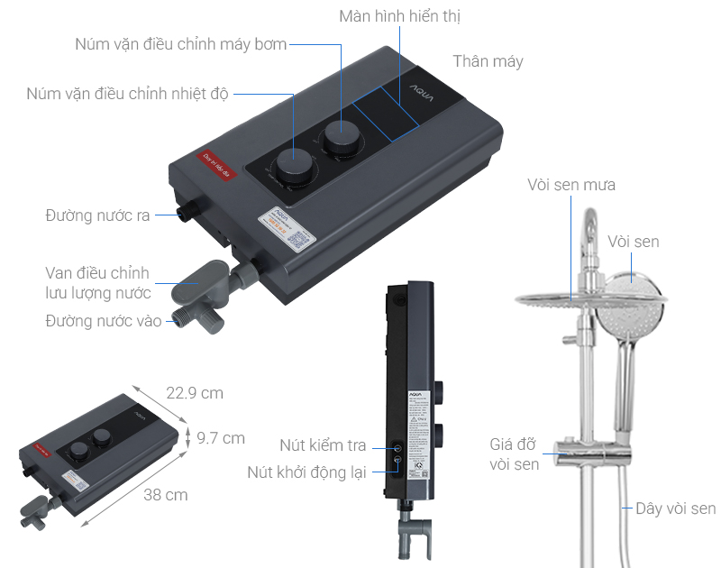 Máy nước nóng trực tiếp Aqua 4500W AEI45E-FP3CB(VN)