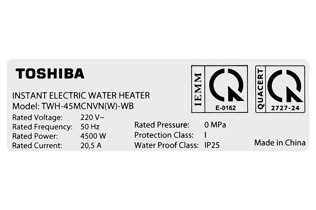 Máy nước nóng trực tiếp Toshiba 4500W TWH-45MCNVN(W)-WB Màu Trắng