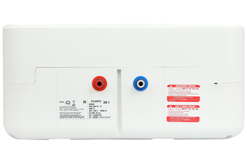 Bình nóng lạnh gián tiếp Atlantic 20 lít 2500W ESA PRO 823046 SWH 20H M-15 Màu Trắng - Xám