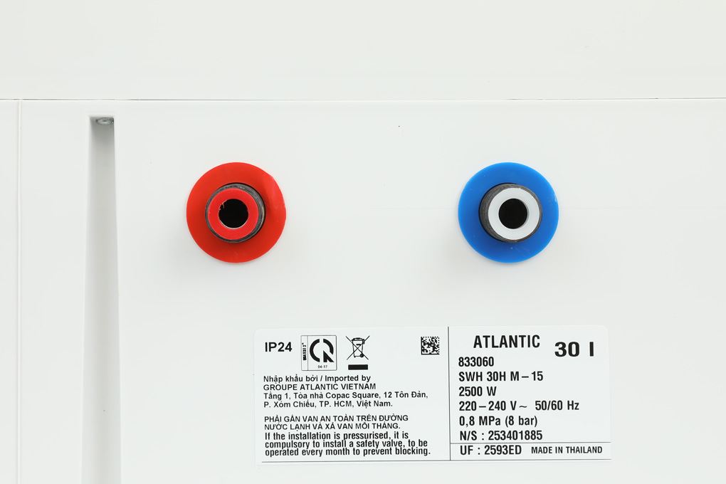 Máy nước nóng gián tiếp Atlantic 30 lít 2500W ESA PRO 833060 SWH 30H M-15 Màu Trắng - Xám