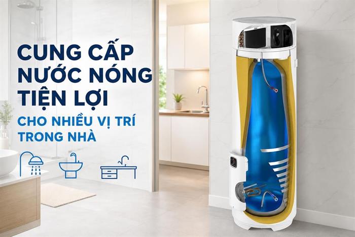 Bình nóng lạnh bơm nhiệt Atlantic 200 lít 2250W EGEO 200L Màu Trắng