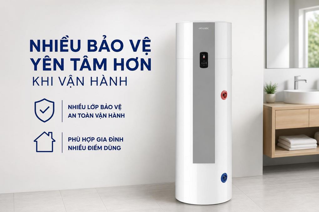 Máy nước nóng bơm nhiệt Atlantic 270 lít 1800W EXPLORER 270L Màu Trắng