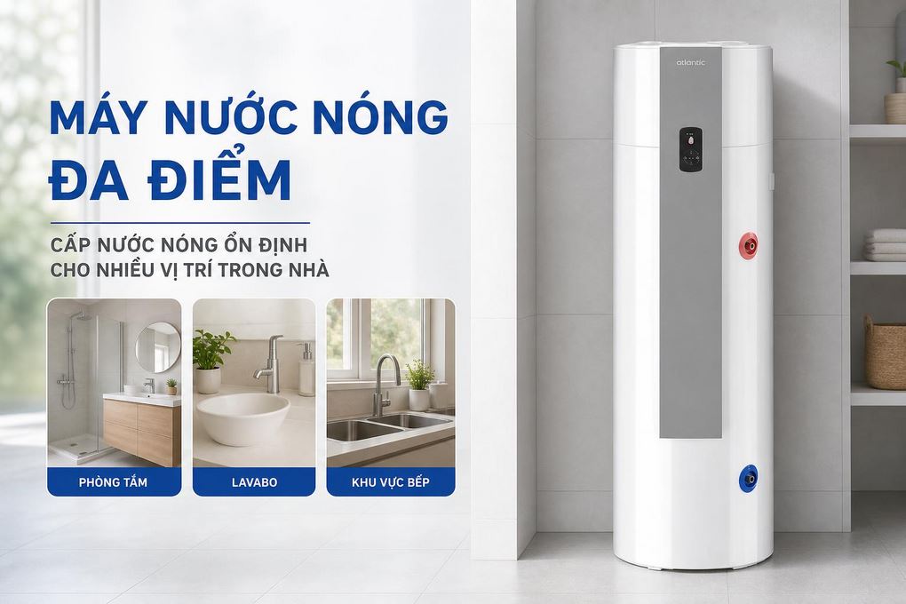 Máy nước nóng bơm nhiệt Atlantic 270 lít 1800W EXPLORER 270L Màu Trắng