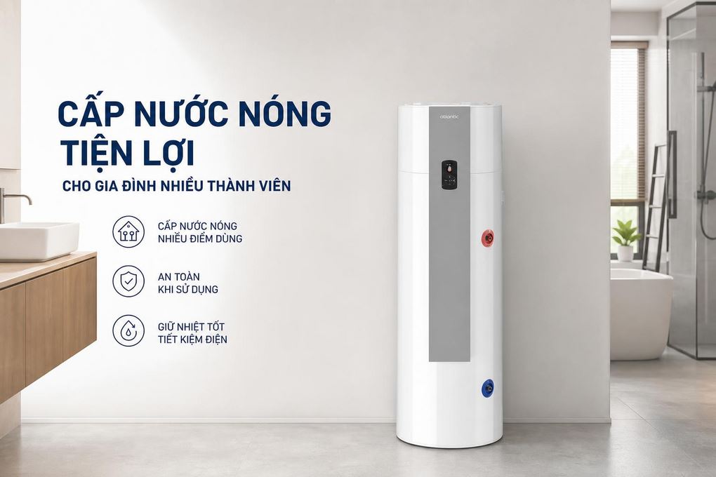 Máy nước nóng bơm nhiệt Atlantic 270 lít 1800W EXPLORER 270L Màu Trắng