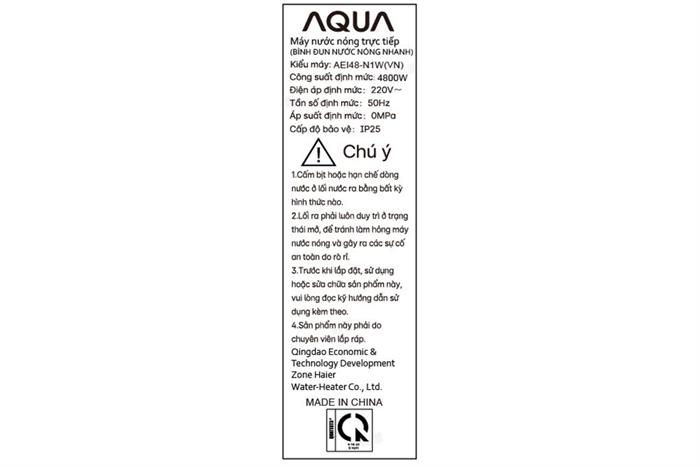 Máy nước nóng trực tiếp AQUA 4800W AEI48-N1W(VN) Màu Trắng