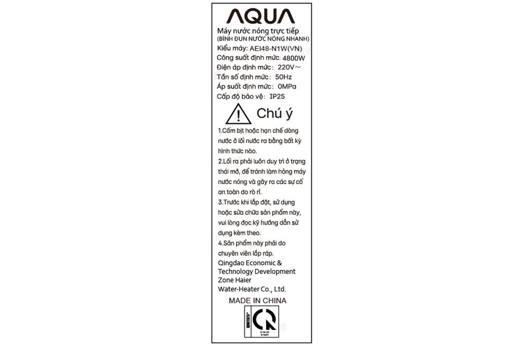 Máy nước nóng trực tiếp AQUA 4800W AEI48-N1W(VN) Màu Trắng