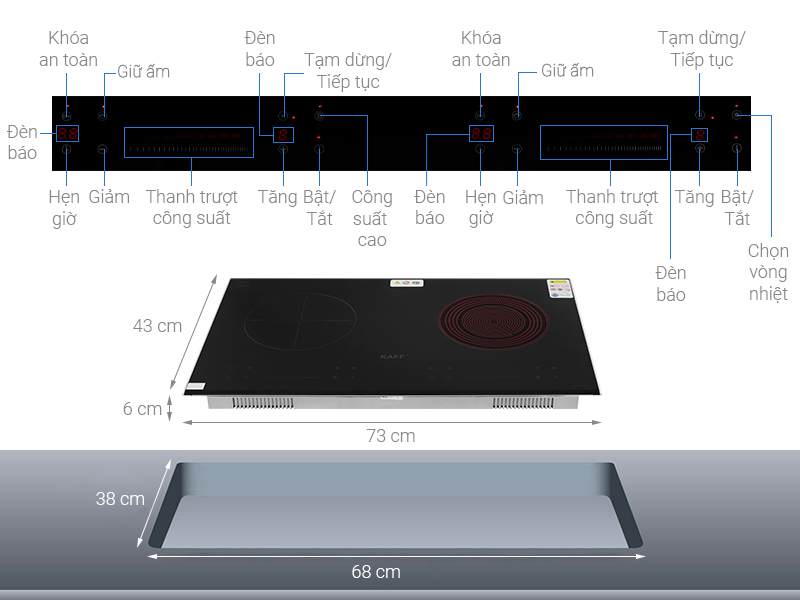Bếp từ hồng ngoại âm KAFF KF-FL108 4500W