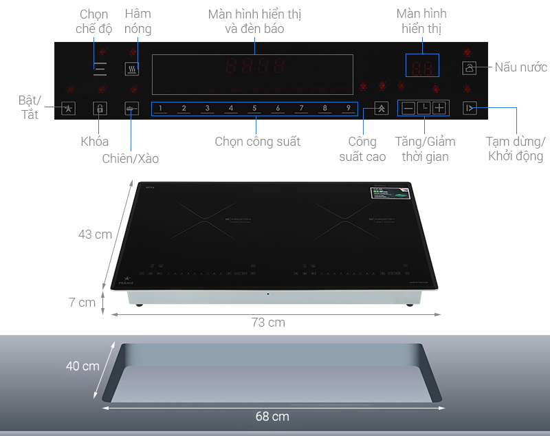 Bếp từ đôi âm Pramie PRTH-2203 5200W