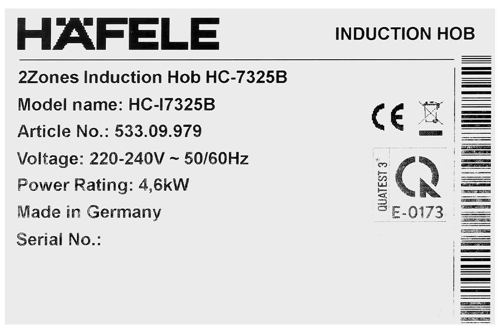 Bếp từ đôi âm Hafele HC-I7325B (533.09.979) 4600W Màu Đen