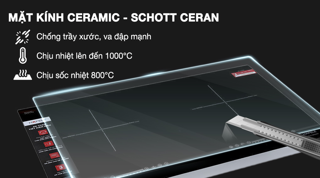 Mặt kính Ceramic Schott Ceran - Bếp từ đôi lắp âm Hafele HC-I7325B (533.09.979)