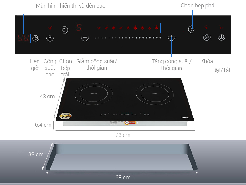 Bếp từ đôi âm Rapido RI-40SKD 4200W