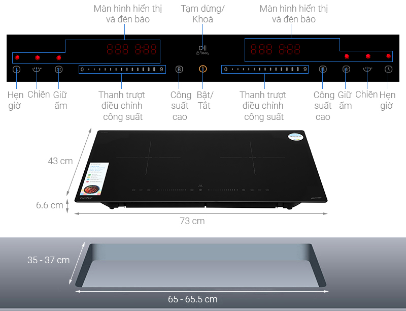 Bếp từ đôi lắp âm Comfee CIH-40DHE