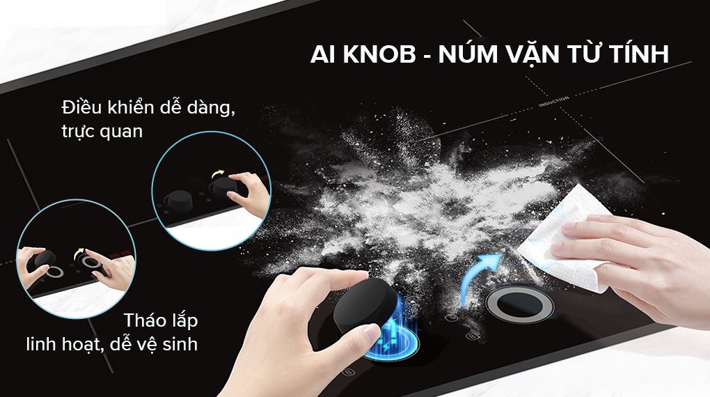 Núm vặn AI Knob - Bếp từ đôi lắp âm Comfee AI Knob CIH-52DIU