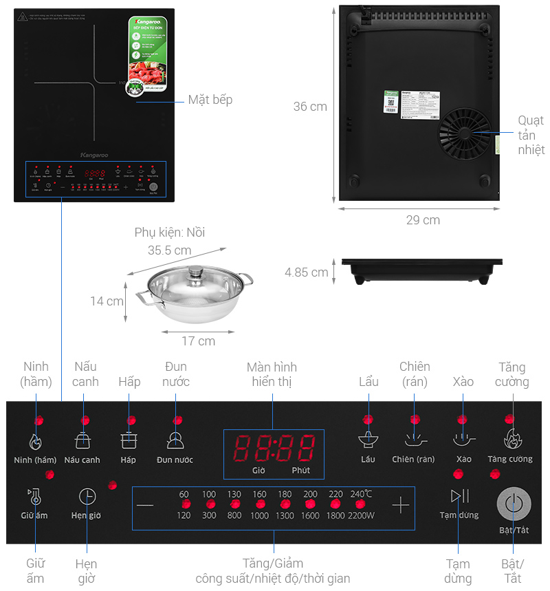 Bếp từ đơn Kangaroo KGIC22S2 2200W