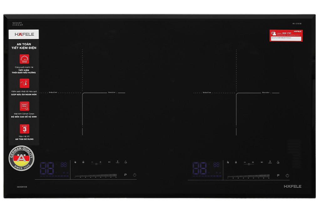 Bếp từ đôi âm Hafele HC-I7323B (536.61.886) 4400W Màu Đen - Bạc