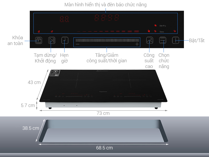 Bếp từ đôi âm Nagakawa NK2C30M 4000W