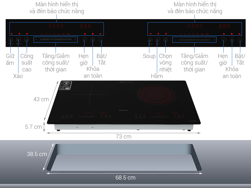 Bếp từ hồng ngoại âm Nagakawa NK2F03M 4000W