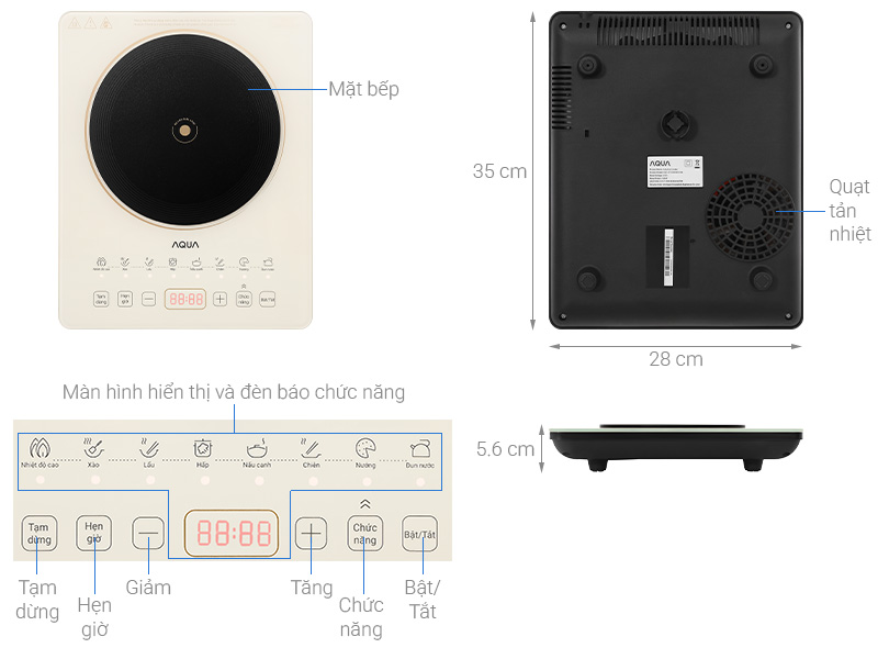 Bếp từ đơn AQUA AQS-ICT2201R(C)-VN 2200W