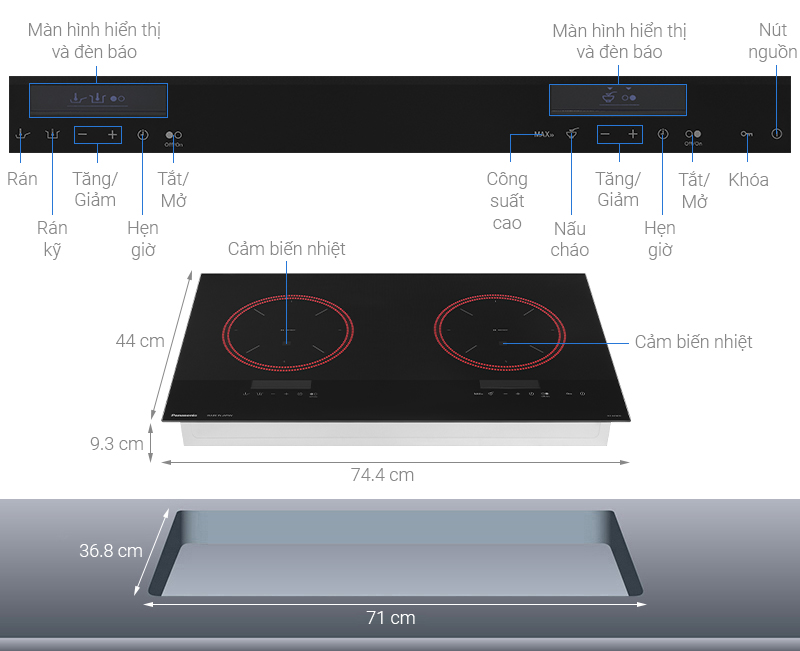 Bếp từ đôi lắp âm Panasonic KY-A1W70KRA