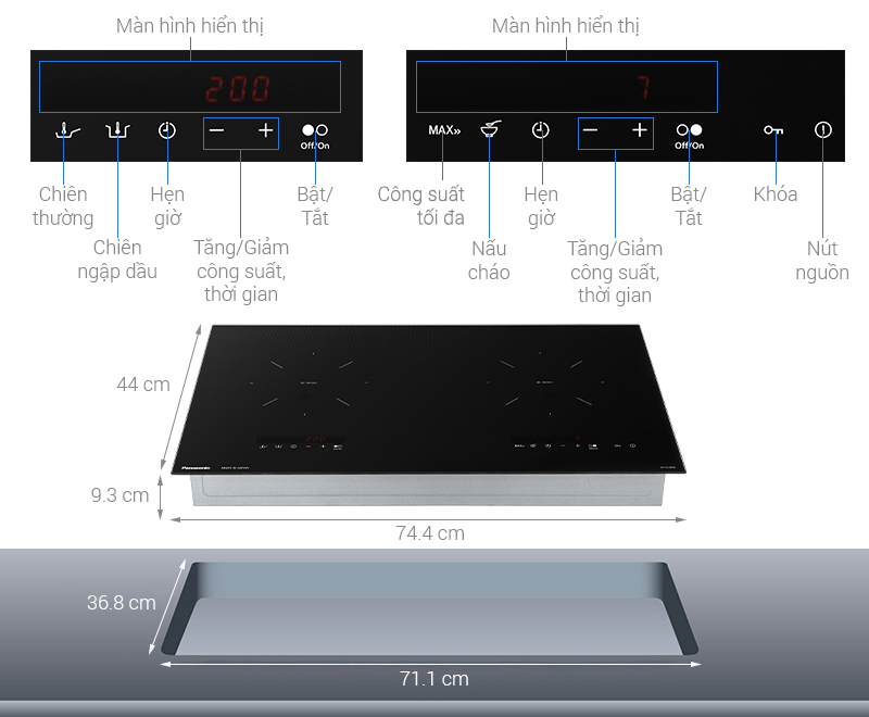 Bếp từ đôi lắp âm Panasonic KY-C1W70KRA