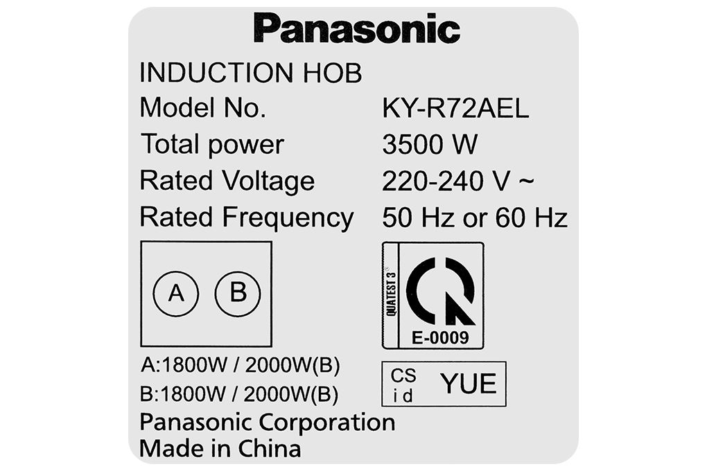 Bếp từ đôi âm Panasonic KY-R72AELYUE 3500W Màu Đen