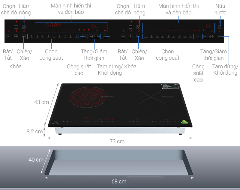 Bếp từ hồng ngoại lắp âm Pramie PRTH-2103