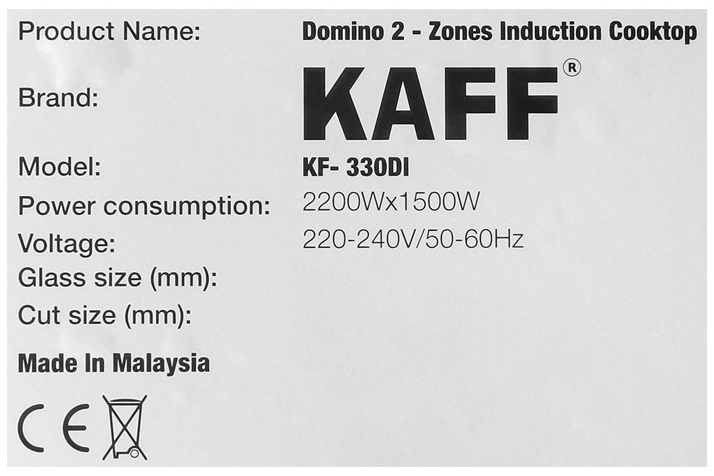 Bếp từ đôi âm KAFF KF-330DI 3700W Màu Đen