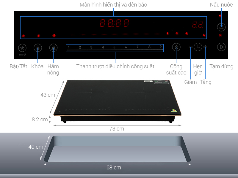Bếp từ đôi lắp âm Pramie PRTH-2216