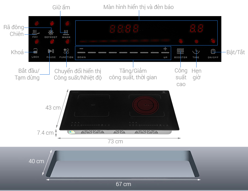 Bếp từ hồng ngoại âm Hawonkoo CEH-262 4800W