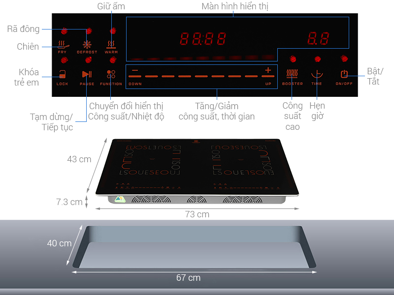 Bếp từ đôi âm Hawonkoo CEH-288 5200W