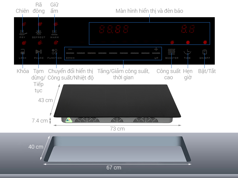 Bếp từ đôi âm Hawonkoo CEH-266 5400W