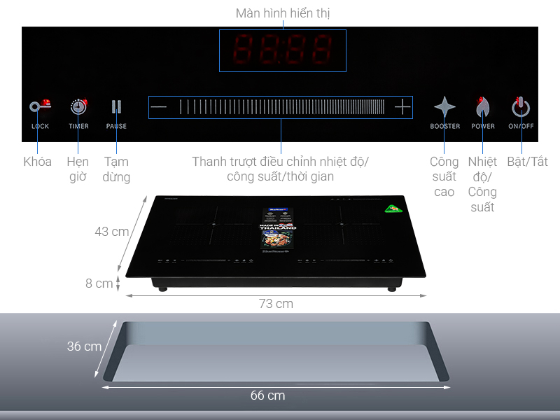 Bếp từ đôi âm BlueStone ICB-6939 5200W