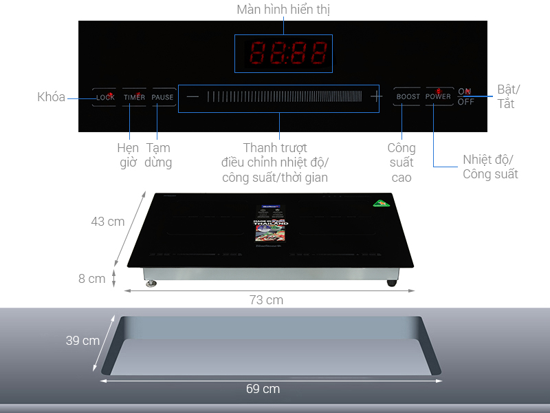 Bếp từ đôi âm BlueStone ICB-6949 5200W
