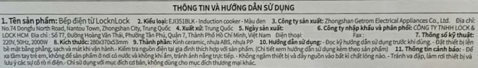 Bếp từ đơn Lock&Lock EJI351BLK 2000W Màu Đen