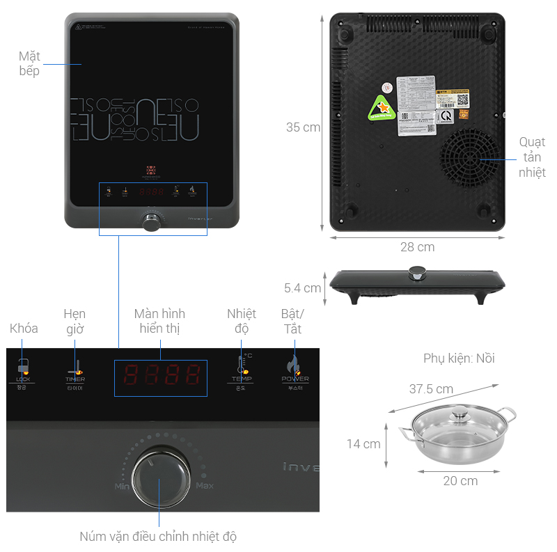 Bếp từ đơn Hawonkoo SEOUL-CEH-106-INVERTER-GR 2100W