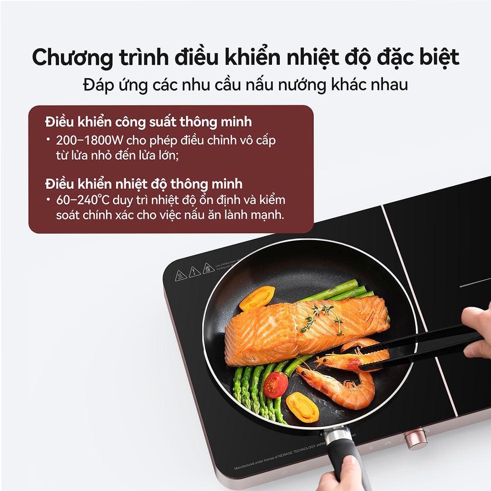 Bếp từ đôi FUJIHOME IC2602P 3400W Màu Hồng