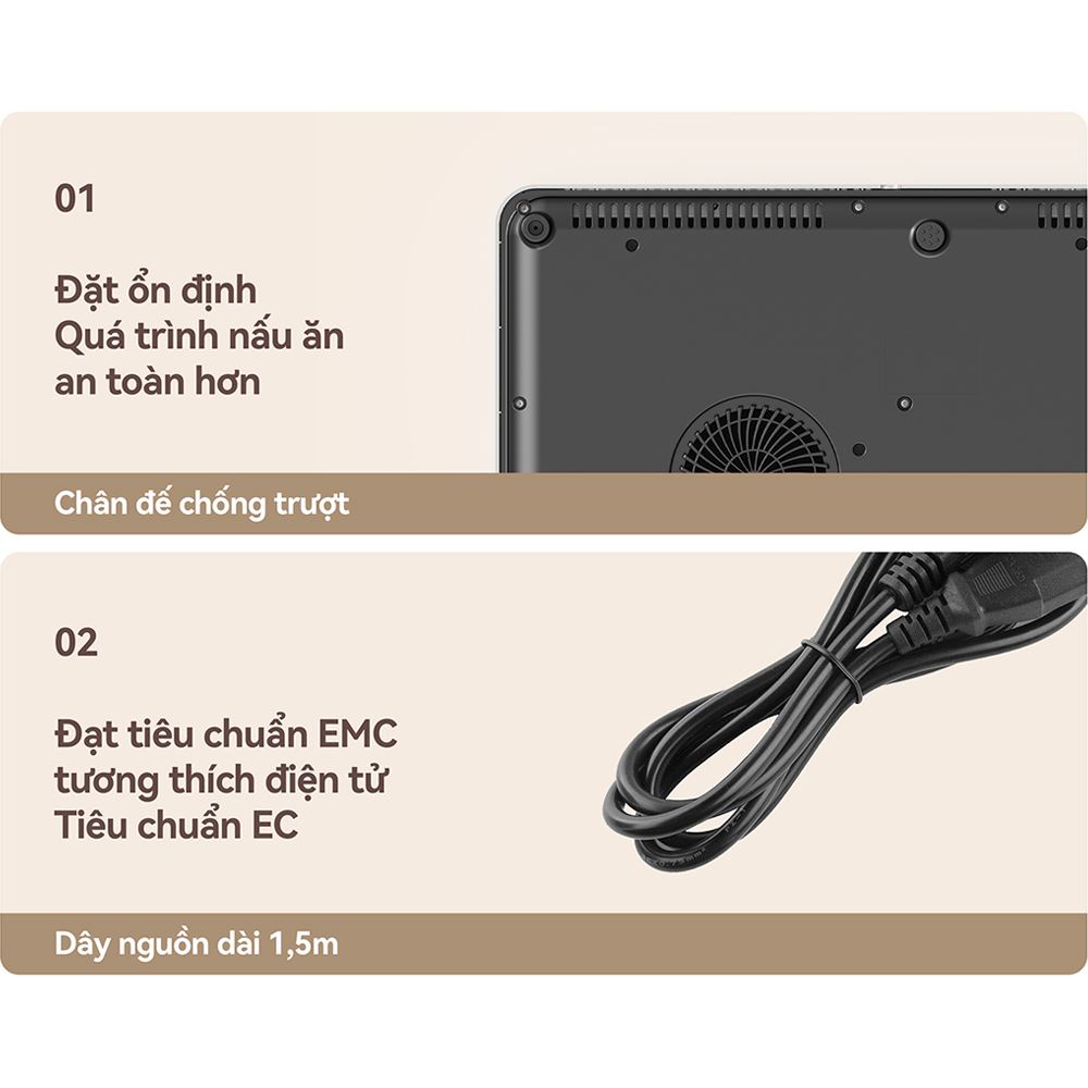 Bếp từ đôi FUJIHOME IC2602S 3400W Màu Bạc