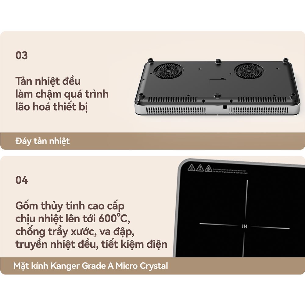 Bếp từ đôi FUJIHOME IC2602S 3400W Màu Bạc