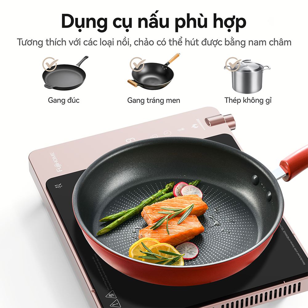 Bếp từ đơn FUJIHOME IC1207P 1900W Màu Hồng