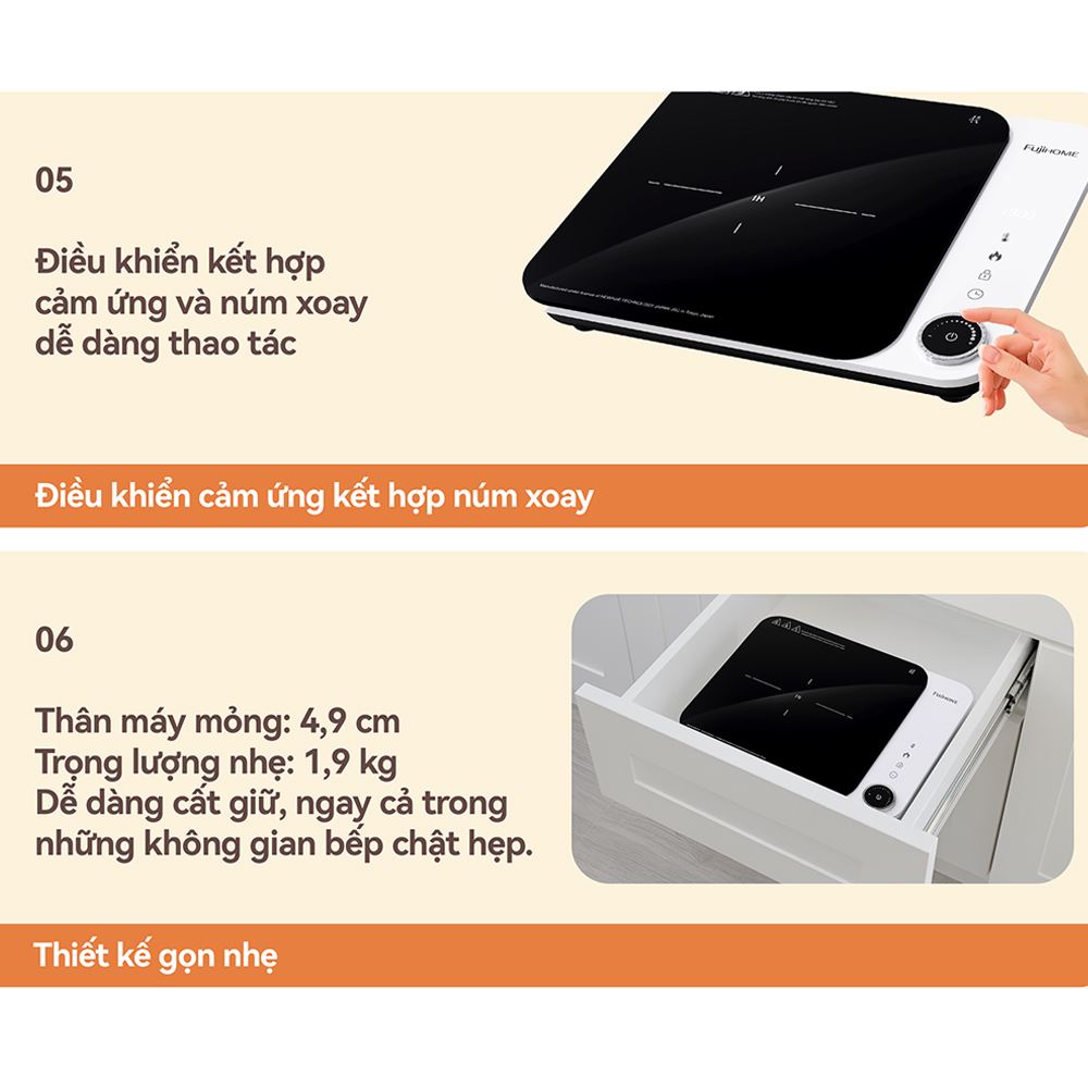 Bếp Từ Đơn FUJIHOME IC1901W 1900W Màu Trắng