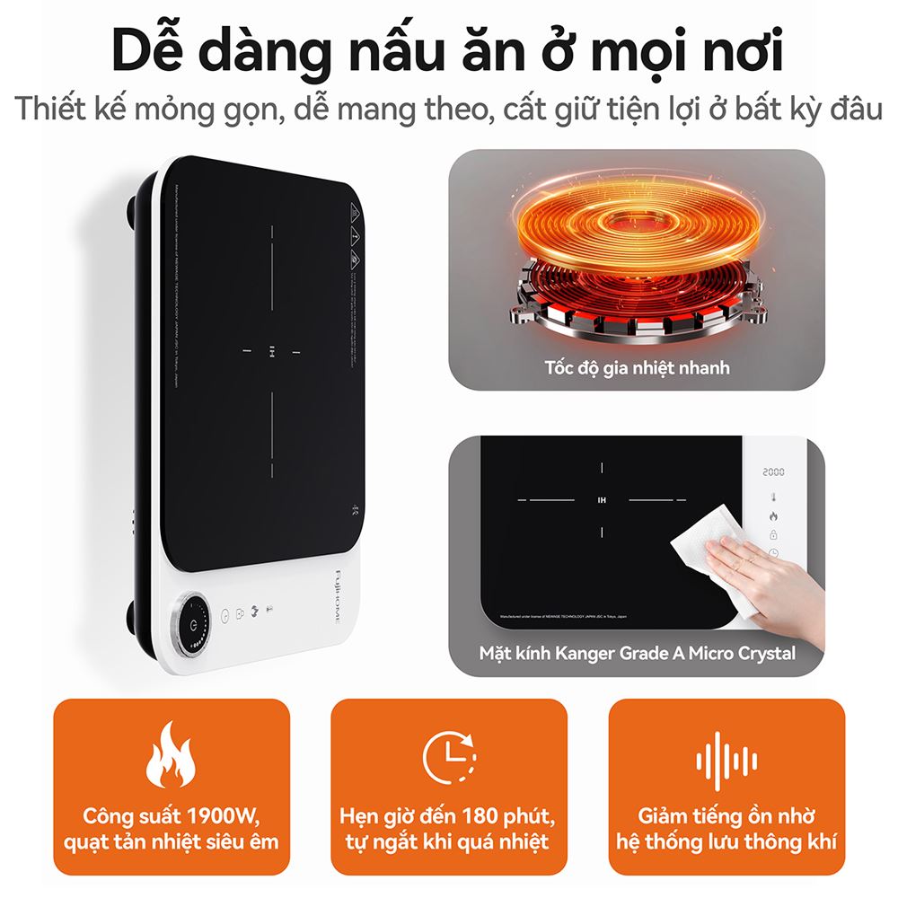 Bếp Từ Đơn FUJIHOME IC1901W 1900W Màu Trắng