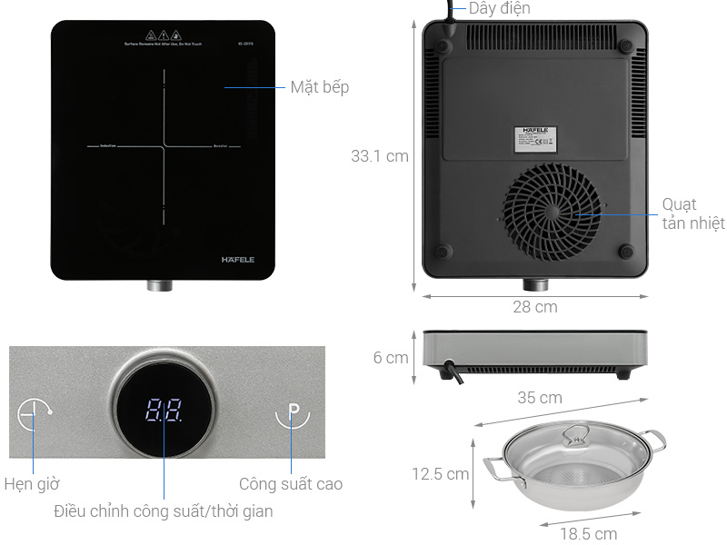 Bếp từ đơn Hafele HS-I281FG 2000W