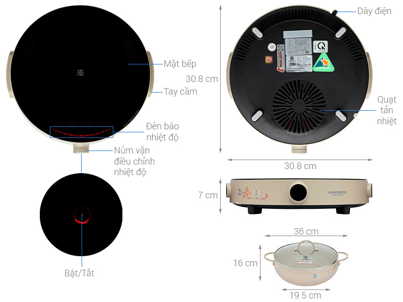 Bếp từ đơn Hawonkoo CEH-101-I-CF 2000W