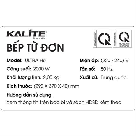 Bếp từ đơn KALITE Ultra H6 2000W Màu Đen