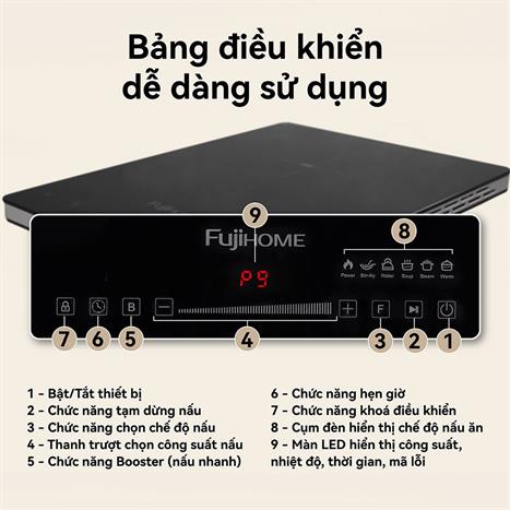 Bếp từ đơn FUJIHOME IC1391 2000W Màu Đen