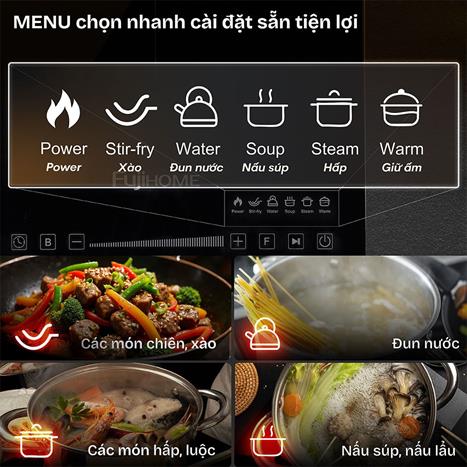 Bếp từ đơn FUJIHOME IC1391 2000W Màu Đen