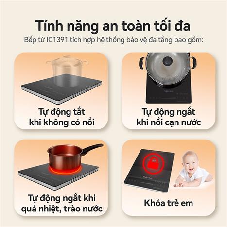 Bếp từ đơn FUJIHOME IC1391 2000W Màu Đen
