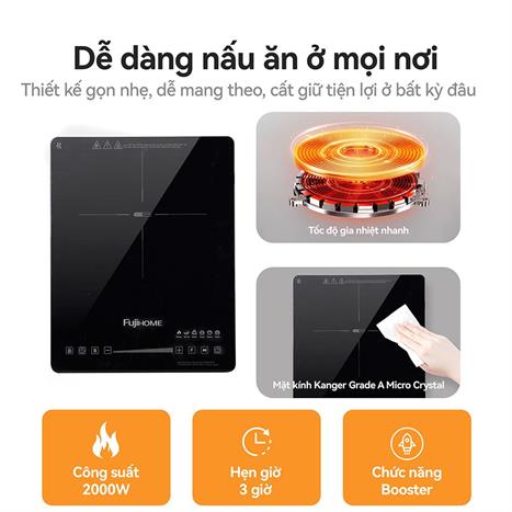 Bếp từ đơn FUJIHOME IC1391 2000W Màu Đen