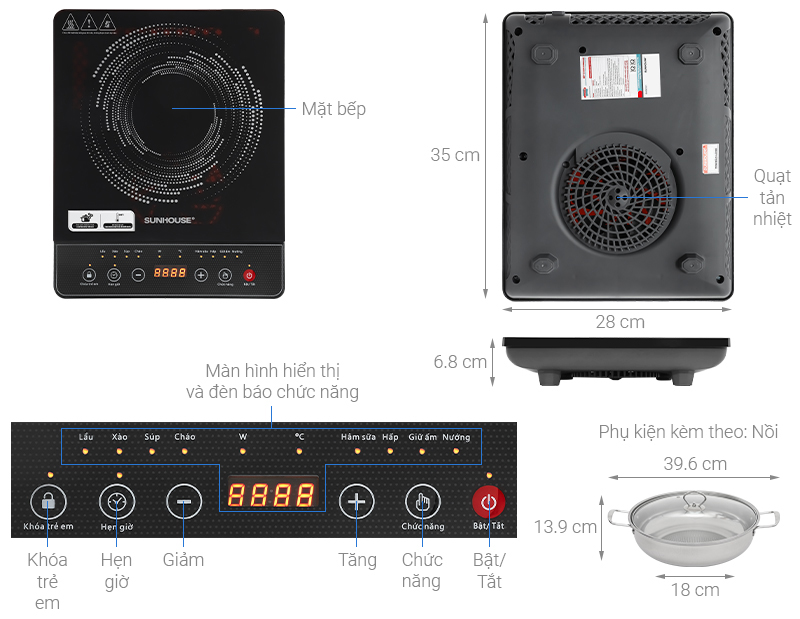 Bếp từ đơn Sunhouse SHD6161 2000W